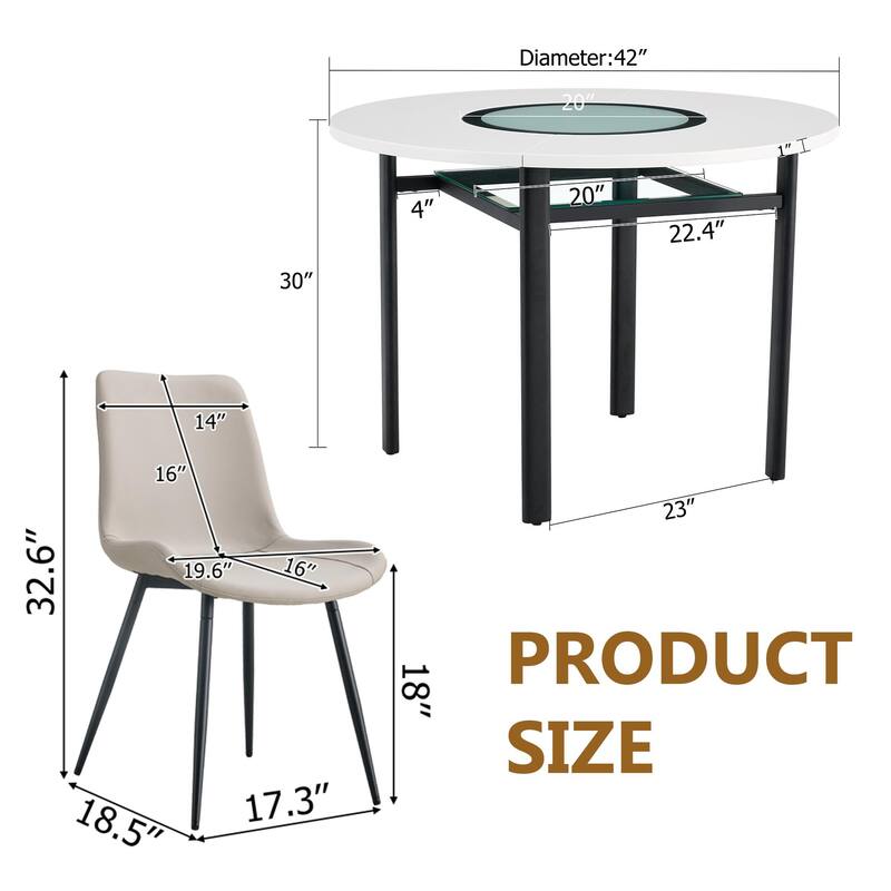 5-Piece Dining Table Set for 4, Kitchen Table Chairs Set of 4, Dining Room Table with Lower Shelf, 4 Chairs for Small Space