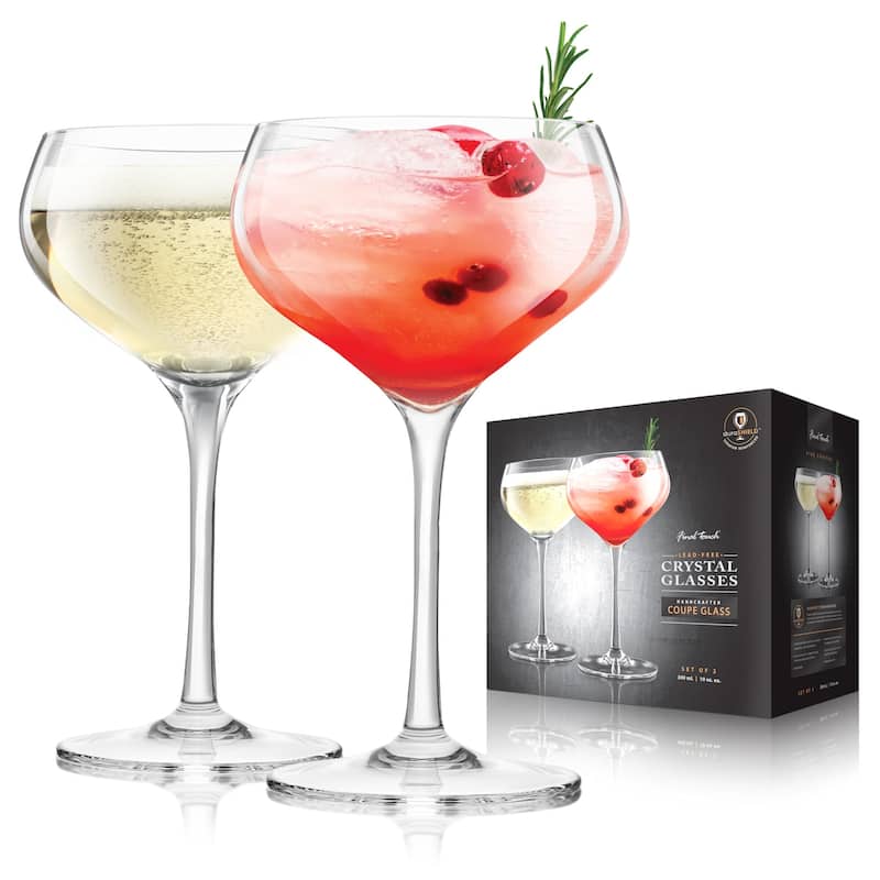 Final Touch Set of 2 Coupe Lead Free Crystal Glasses - 10 oz - 10 oz