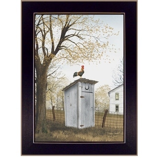 TrendyDecor4U Traditional "Morning Commute (Outhouse)" Framed Print Wall Art by Billy Jacobs - Earthtone