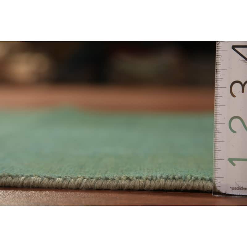 Green & Blue Gabbeh Rug Hand-Knotted Oriental Wool Carpet - 2'7" x 3'10"