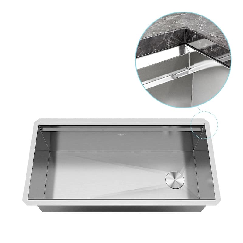 32 in. Stainless Steel ALL-IN-ONE Workstation 16-Gauge Undermount Single Bowl Kitchen Sink w/ Build-in Ledge and Accessories