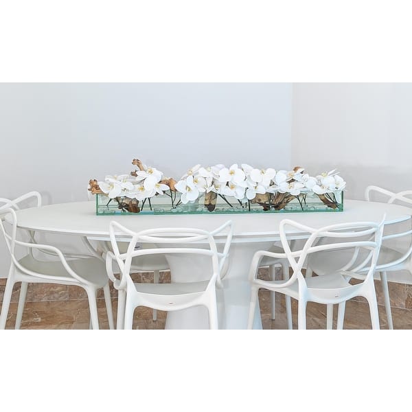 slide 2 of 9, Casa Moderna Glass Plate Planter with Faux Orchids