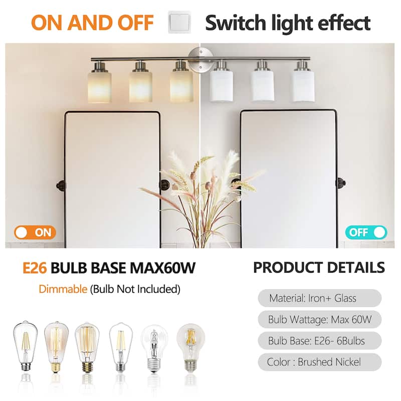 Bathroom Vanity Light 4/5/6-Light Nickel Finish Fixture - 4-Light