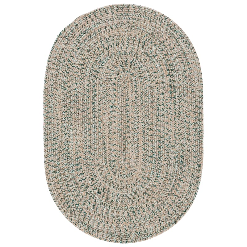 SAFAVIEH Handmade Braided Thijs Reversible Rug - Gold/Green - 5' x 7' Oval