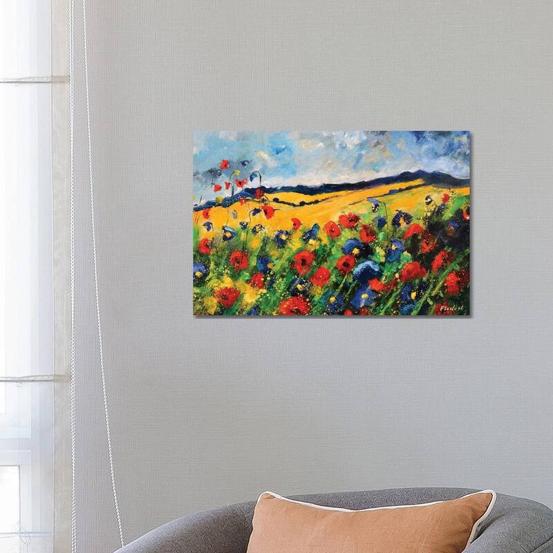 iCanvas "Red And Blue Poppies" by Pol Ledent Canvas Print - 18x26x1.5