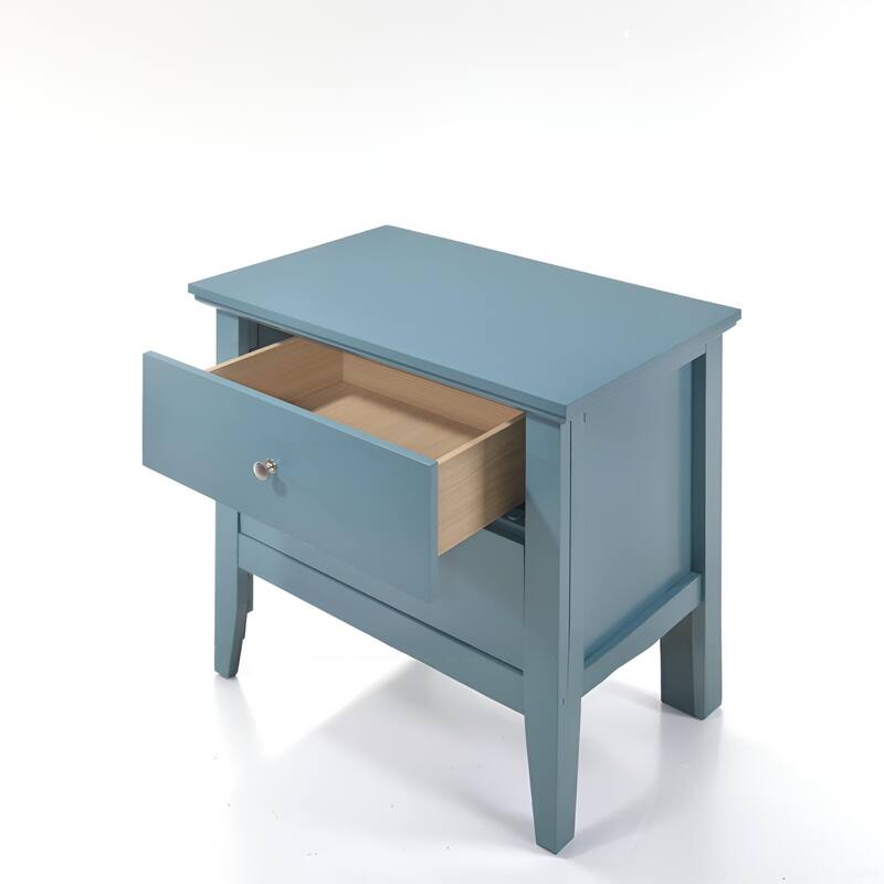 Vivid Teal Nightstand with Two Drawers