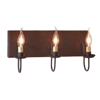 Three Arm Vanity Light In Hartford Black With Rd Stripe - 8.5 X 17.25 X 7.75 inches
