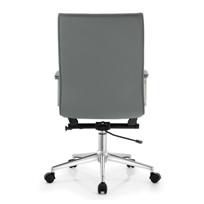 Designer High Back Leather Office Chair Ribbed PU Conference Room Black Executive Boss Swivel With Arms Wheels Seat