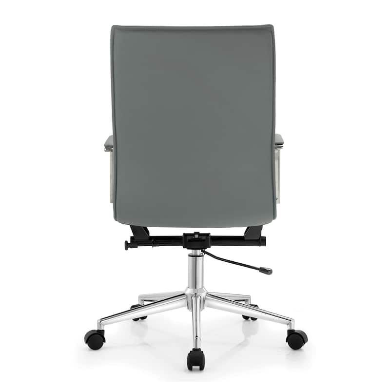 Set of 2 High Back Office Desk Chair | Upholstered Ribbed PU Leather | Armchair for Home, Executive, Conference, Meetings