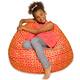Kids Bean Bag Chair, Big Comfy Chair - Machine Washable Cover - 38 Inch Large - Pattern Scrolls Red and Yellow
