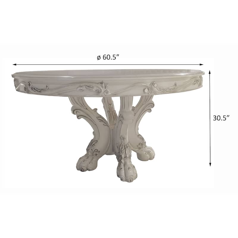 Adison Bone White Dining Table with Pedestal Base