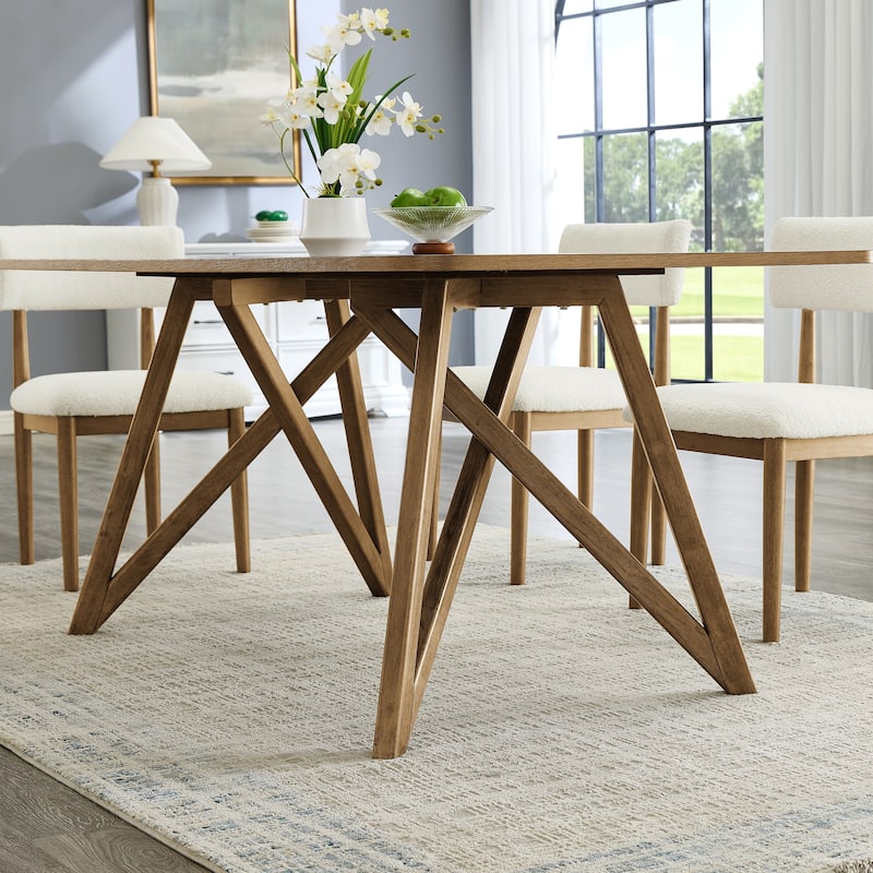 Roundhill Furniture Avery 5-Piece Dining Set, Light Oak
