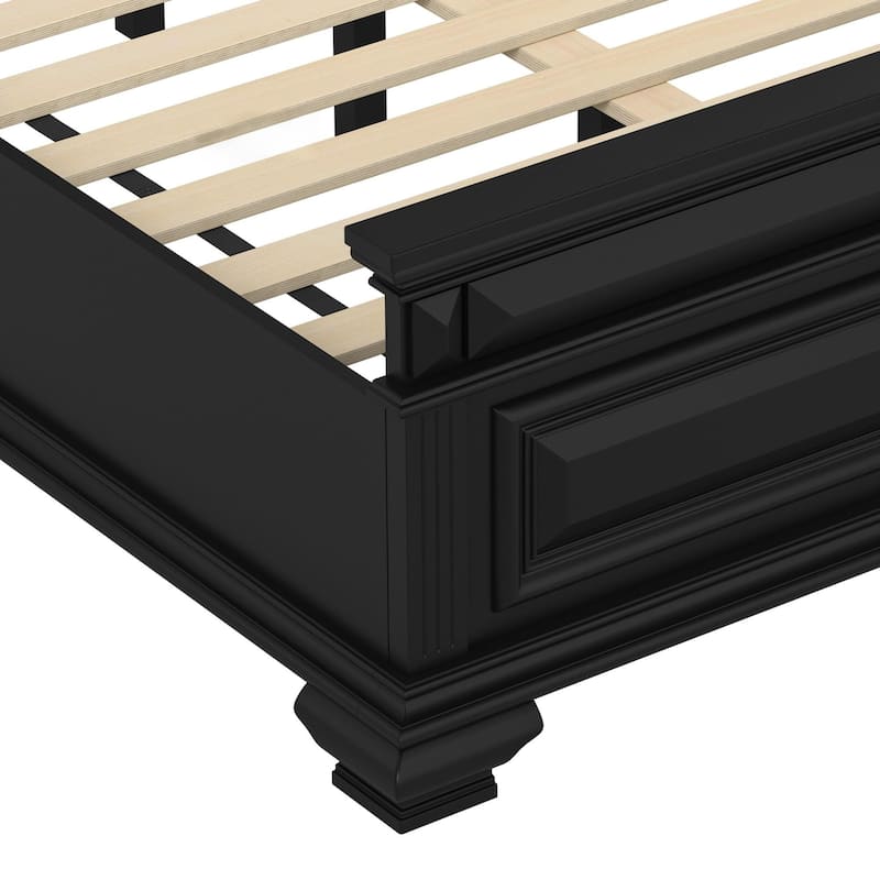 Classic Solid Wood Panel Bed Frame