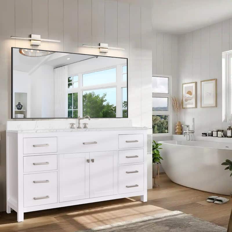 PROOX Freestanding Bathroom Vanity Engineer Stone with Ceramic Rectangular Sink