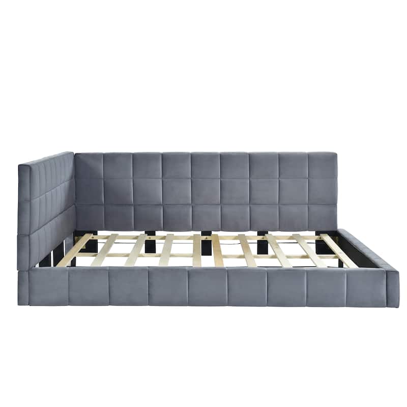 Full Velvet Upholstered Daybed/Sofa Bed Frame, Elegant Mid-Century Modern Design