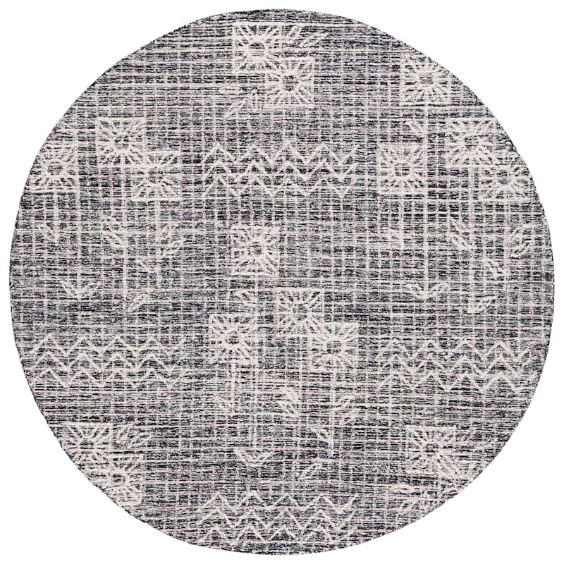 SAFAVIEH Handmade Metro Shadia Modern Wool Rug - 6' Round - Black/Ivory