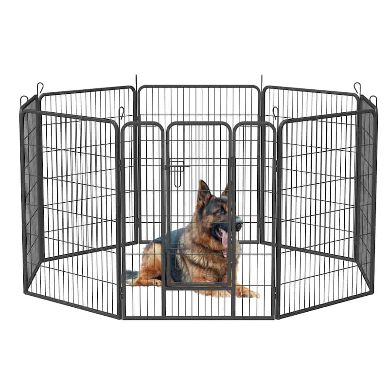 40" Heavy Duty Outdoor Dog Playpen - 8-Panel Metal Fence with Doors for Large Dogs, Ideal for Yard, Camping & Temporary Use
