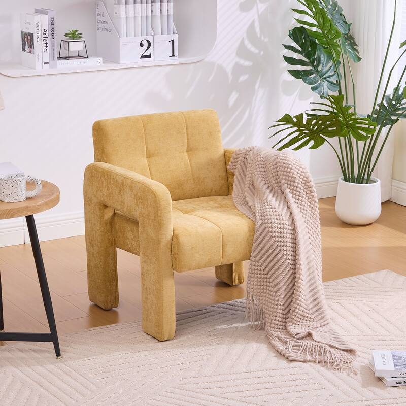 Modern Minimalist Casual Single Armchair Living Room, Bedroom, Office Area Upholstered Chair Comfortable Padded Armchair