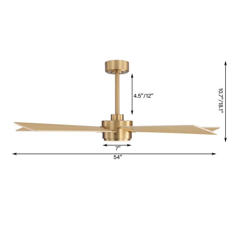 MLiAN 54 In. 5 Blades Indoor LED Ceiling Fan with Remote Control - 54"
