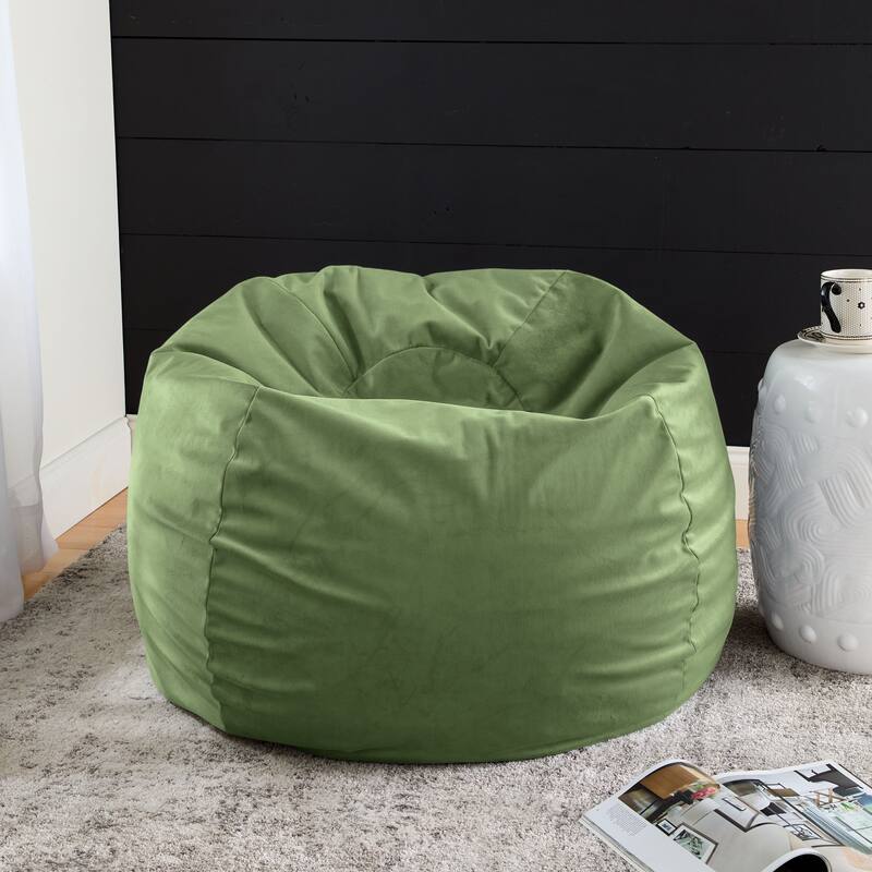 Sorra Home Solid Velvet Indoor Bean Bag - Aloe 30 in W x 30 in W x 20 in H