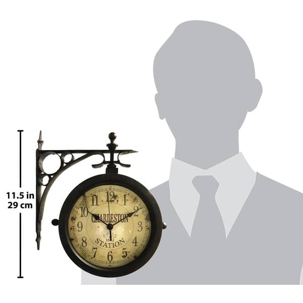 Charleston Indoor/Outdoor Wall Clock Thermometer - 12 x 3.5 x 11