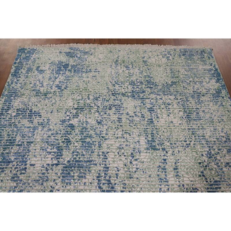 Abstract Area Rug Hand-Knotted Modern Wool Carpet - 5'5"x 7'10"