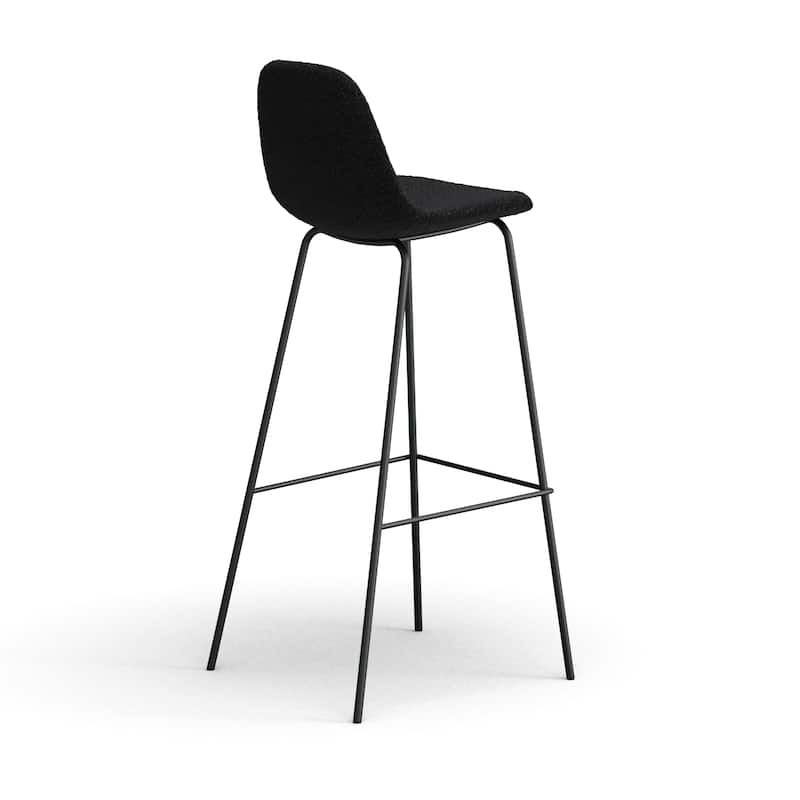 Maxine Boucle Bar Height Stools Black Legs (Set of 2)
