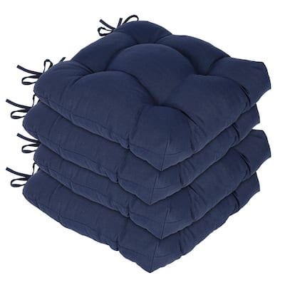 Aoodor 19x19x5 Inch Tufted Outdoor Chair Cushions, Water and Fade Resistant Polyester Dining Chair Pads with Ties, Set of 4