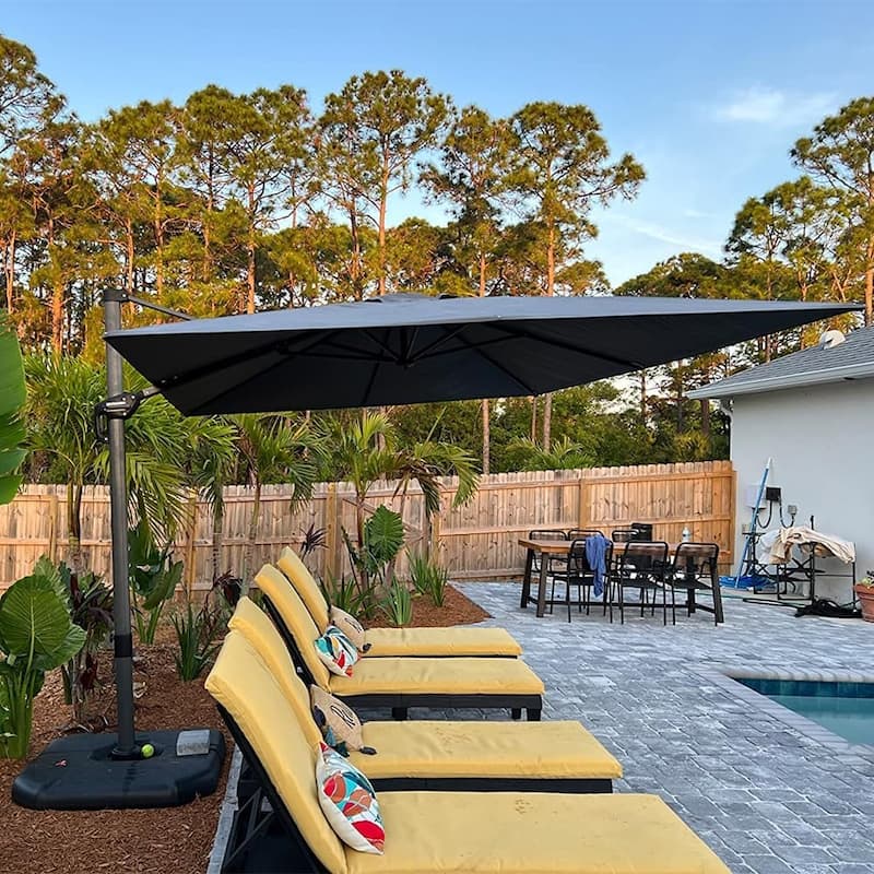 PURPLE LEAF 9 ft 360 Degree Rotation Patio Umbrella With Base