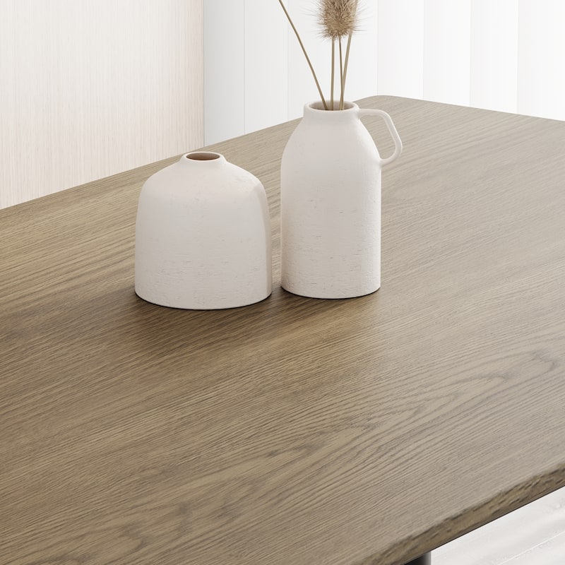 Dining Table for 4-6 People, Rectangular Dining Table with Metal Leg