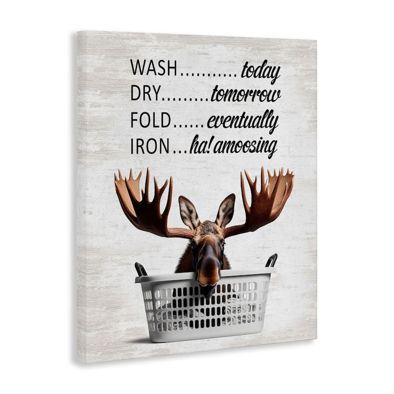 Stupell Sassy Moose & Laundry Canvas Wall Art Design By Lettered and Lined
