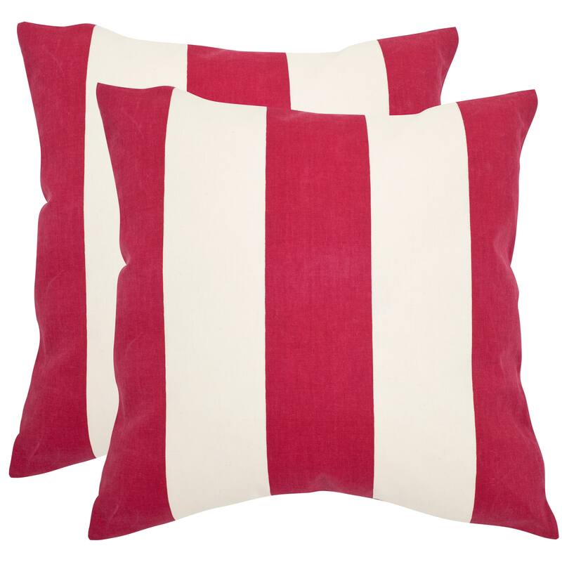 SAFAVIEH Tiphaine 22-inch Navy/ Blue Feather Decorative Pillow (Set of 2) - 18" Square - Red