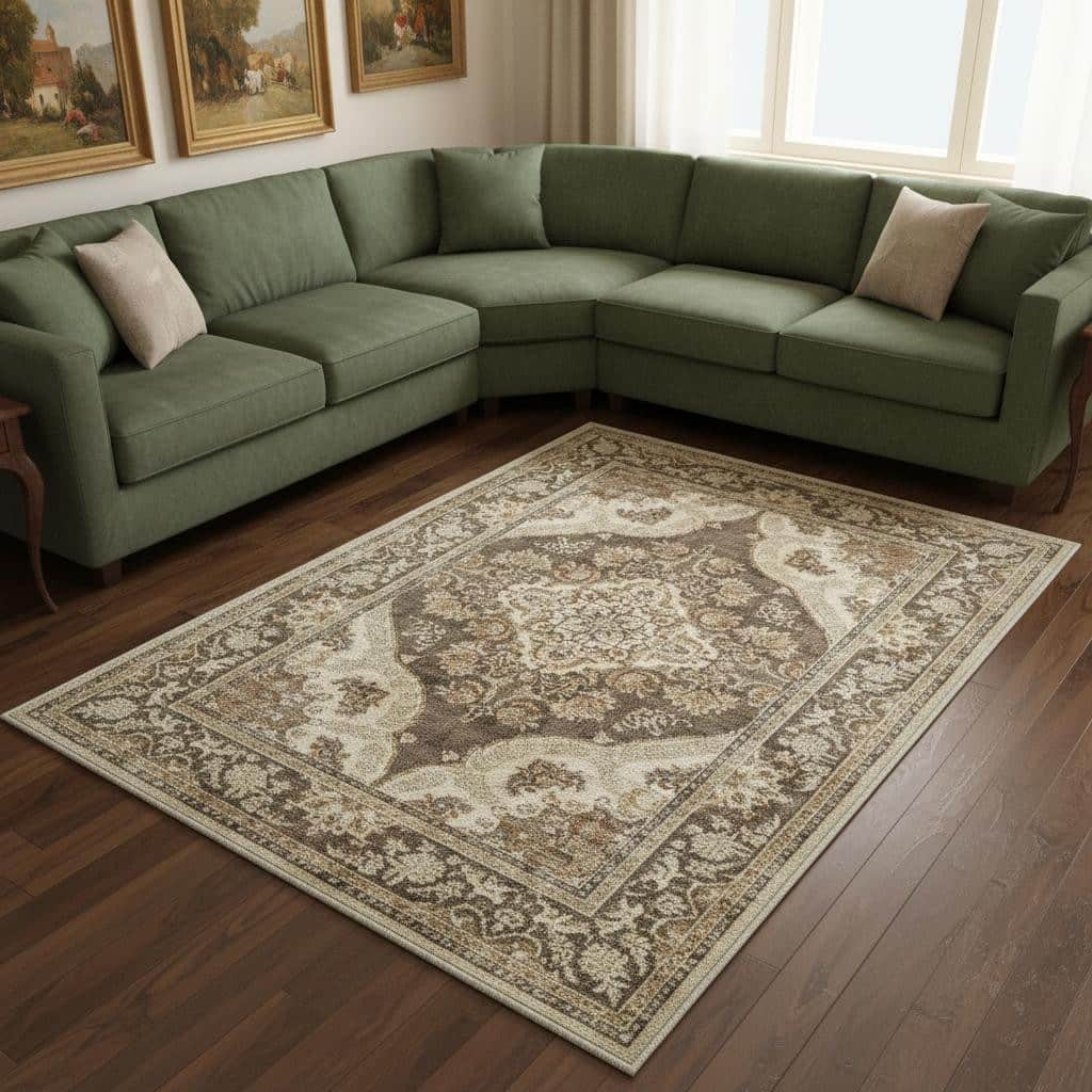 HomeRoots Medallion Traditional Rectangle Area Rug