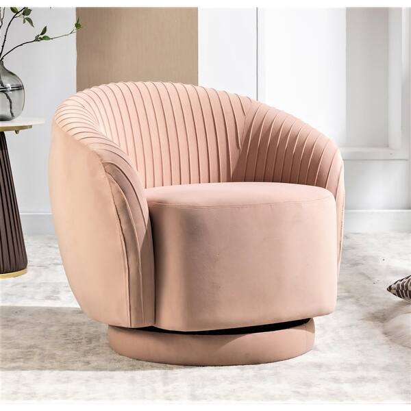 Modern Barrel Swivel Chair with Plush Velvet Upholstery and Smooth 360° Rotation Round Accent One-Seater Sofa