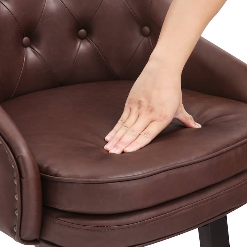 Swivel High Back Upholstered Nail Head Counter Height Bar Stools - 26"