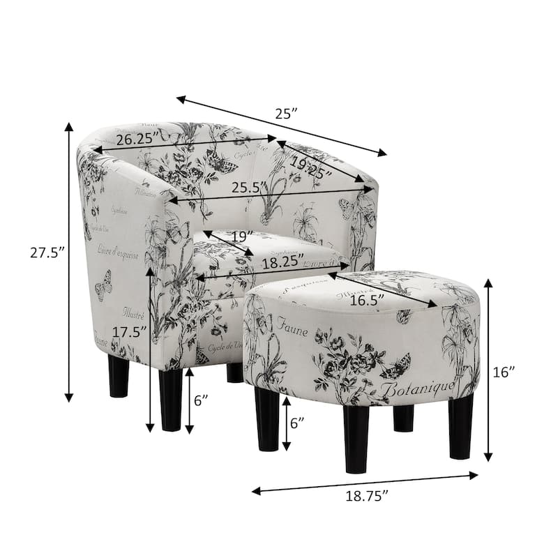 Convenience Concepts Take a Seat Churchill Accent Chair with Ottoman