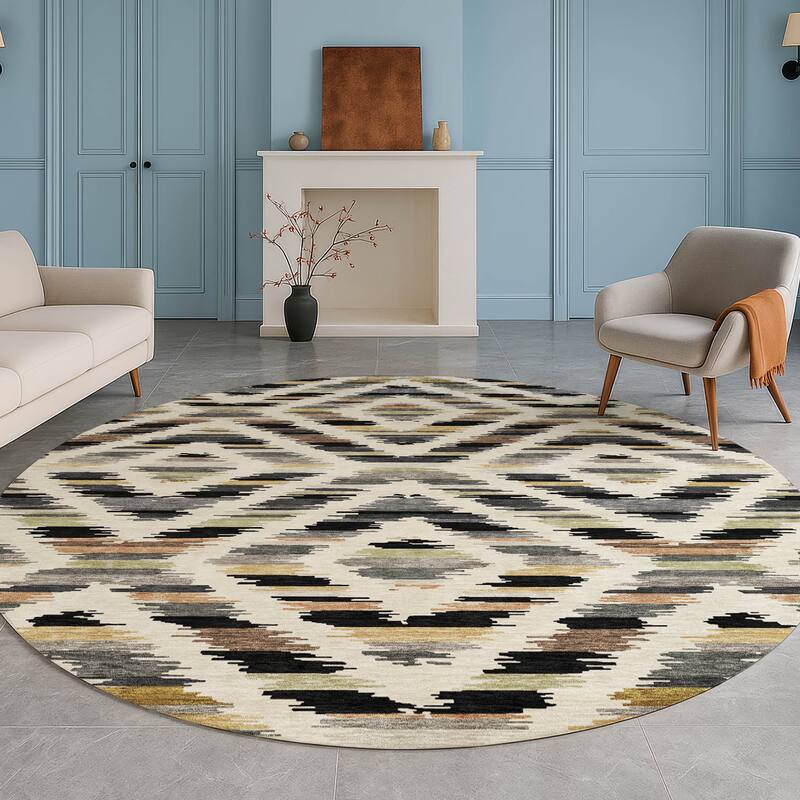 Machine Washable Indoor/ Outdoor Global Diamdon Chantille Rug