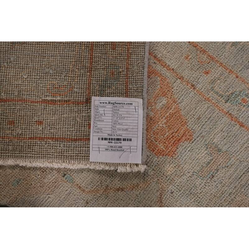 All-Over Vegetable Dye Oushak Turkish Area Rug Handmade Wool Carpet - 9'0" x 11'10"