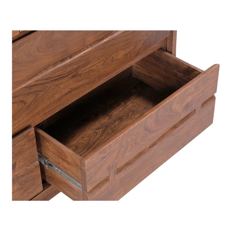 NADAAL STUDIOS Sterling Dresser, Six Drawer Solid Acacia with Live Edge and Butterfly Joinery, Brown