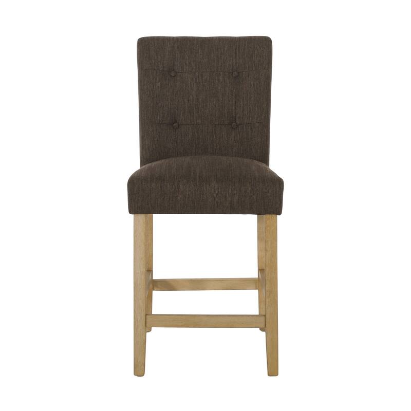 26 Inch Fabric Button Tufted Counter Stools, Set of 2