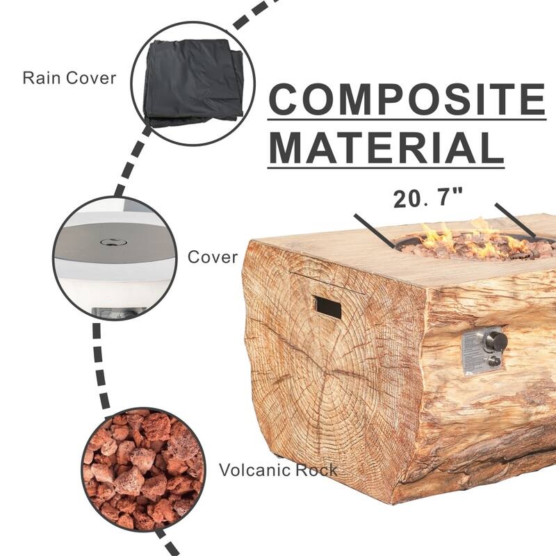 5-piece Outdoor 50,000 BTU Terrafab Composite Fire Pit Table Set with 4 Chairs