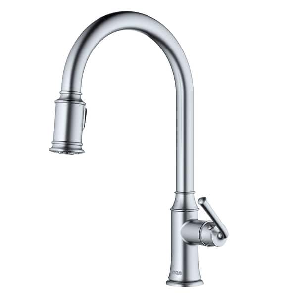 slide 2 of 11, Karran Auburn One-Handle Pull Down Dual Function Sprayer Kitchen Faucet Stainless Steel
