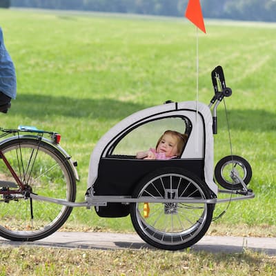 Aosom Elite II 3 in 1 Double Child Bike Trailer and Stroller
