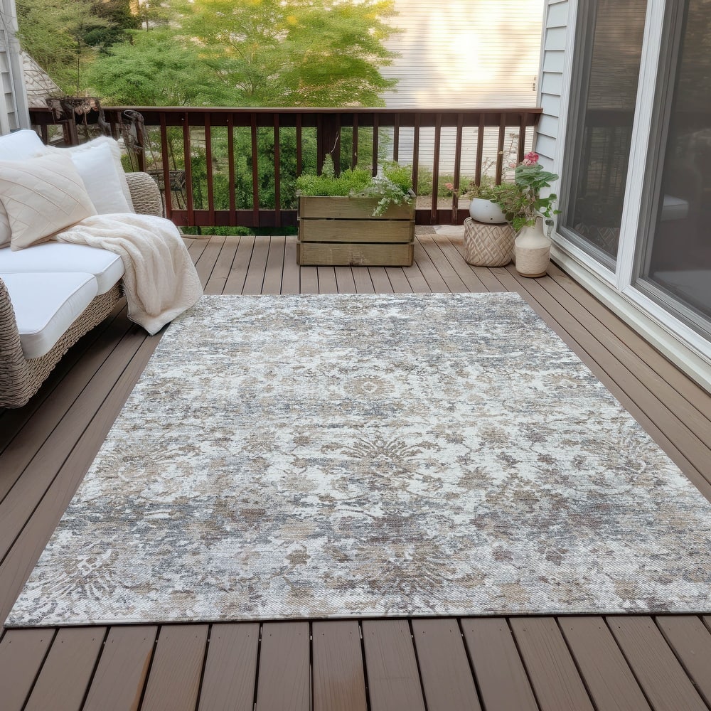 Machine Washable Indoor/Outdoor Vintage Traditional Chantille Rug