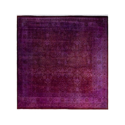 Fine Vibrance One-of-a-Kind Hand-Knotted Area Rug - Purple, 8' 1" x 8' 3" - 8' 1" x 8' 3"