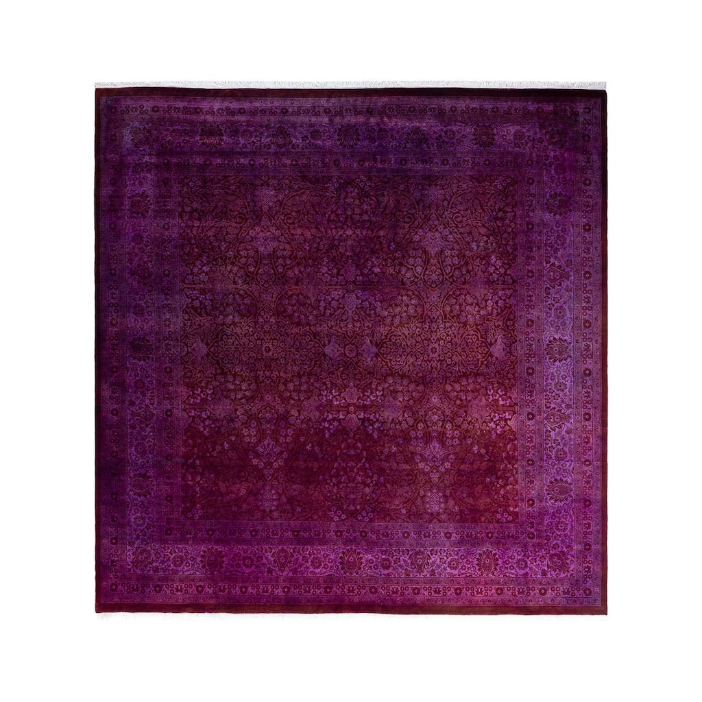 Fine Vibrance One-of-a-Kind Hand-Knotted Area Rug - Purple, 8' 1" x 8' 3" - 8' 1" x 8' 3"