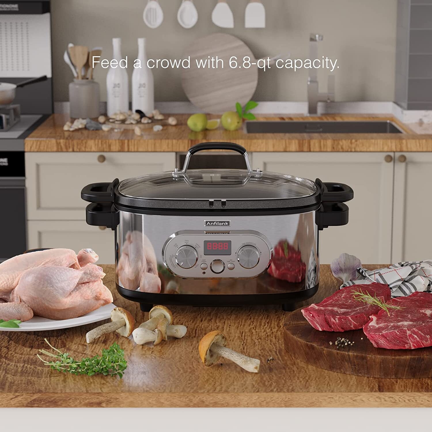 8in1 MultiCooker, Programmable Quart Slow Cooker,, 54 OFF