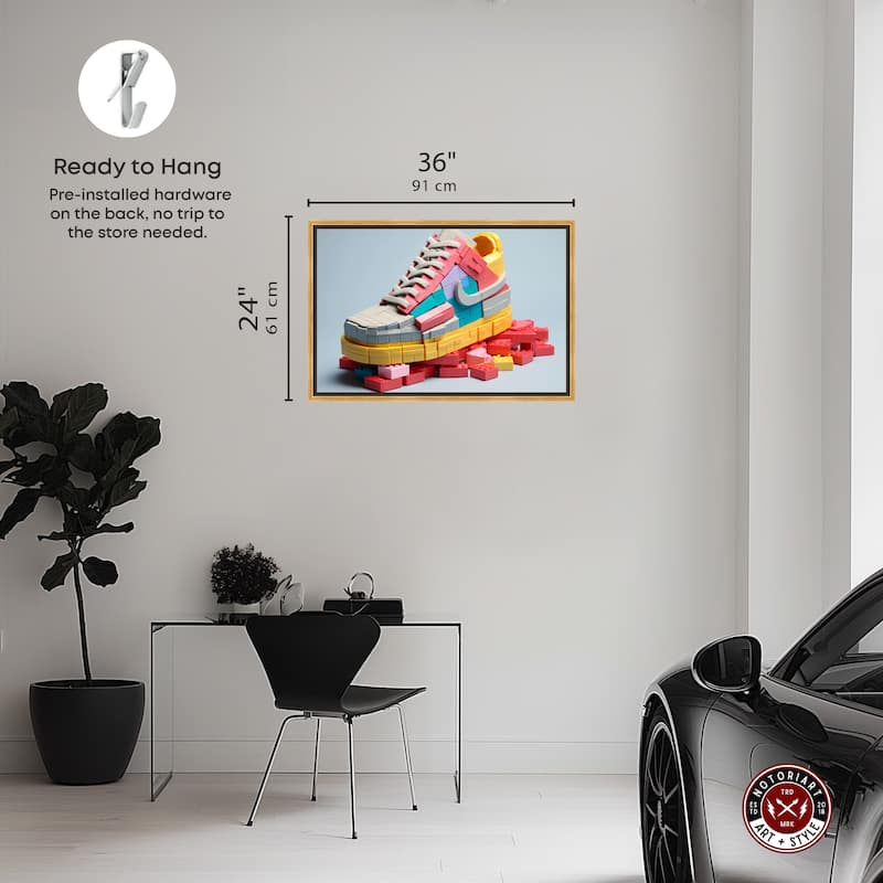 Notoriart Toy Sneaker Pastel Framed Sneaker 1 Piece Canvas Wall Art