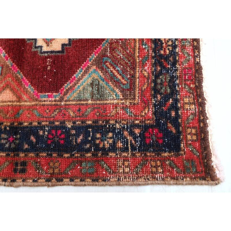 ECARPETGALLERY Hand-knotted Antalya Vintage Dark Red Wool Rug - 3'0 x 10'7