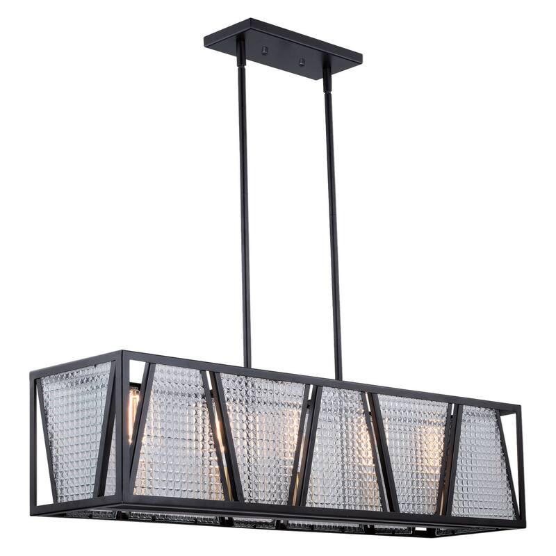 5 Light Linear Chandelier with Modern Industrial Frame for Dining Room, Kitchen Island, or Office Lighting - 47.2